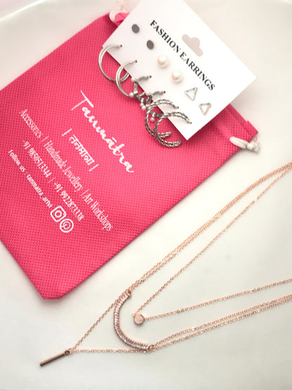 Diamond Hexagon Layered Necklace Combo- 6
