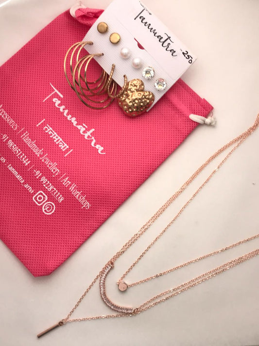 Diamond Hexagon Layered Necklace Combo- 7