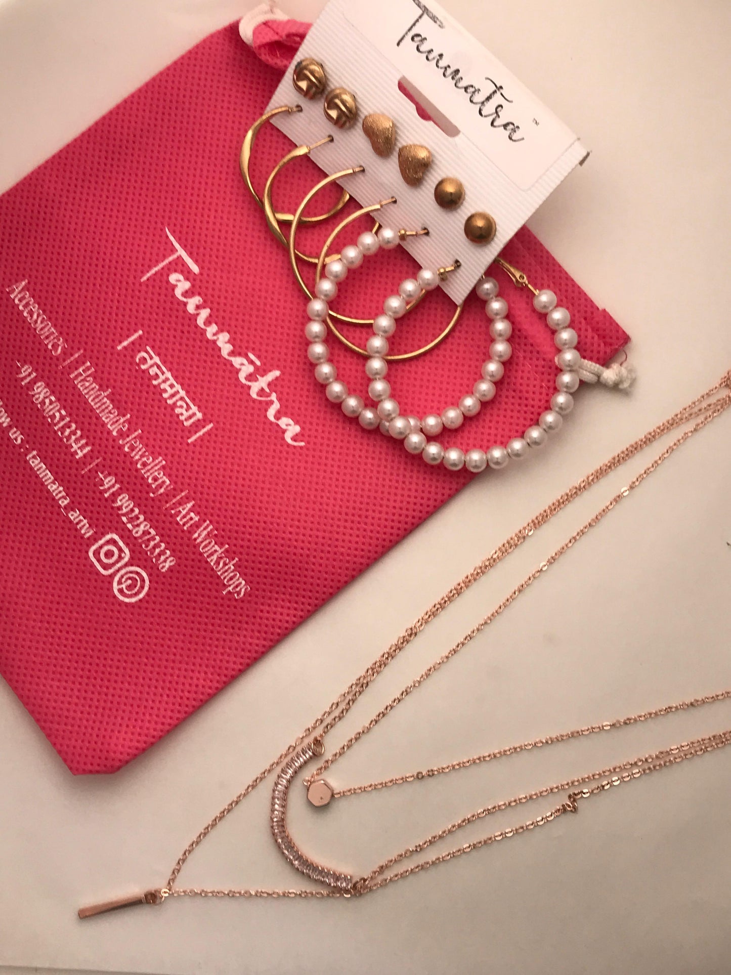 Diamond Hexagon Layered Necklace Combo- 8
