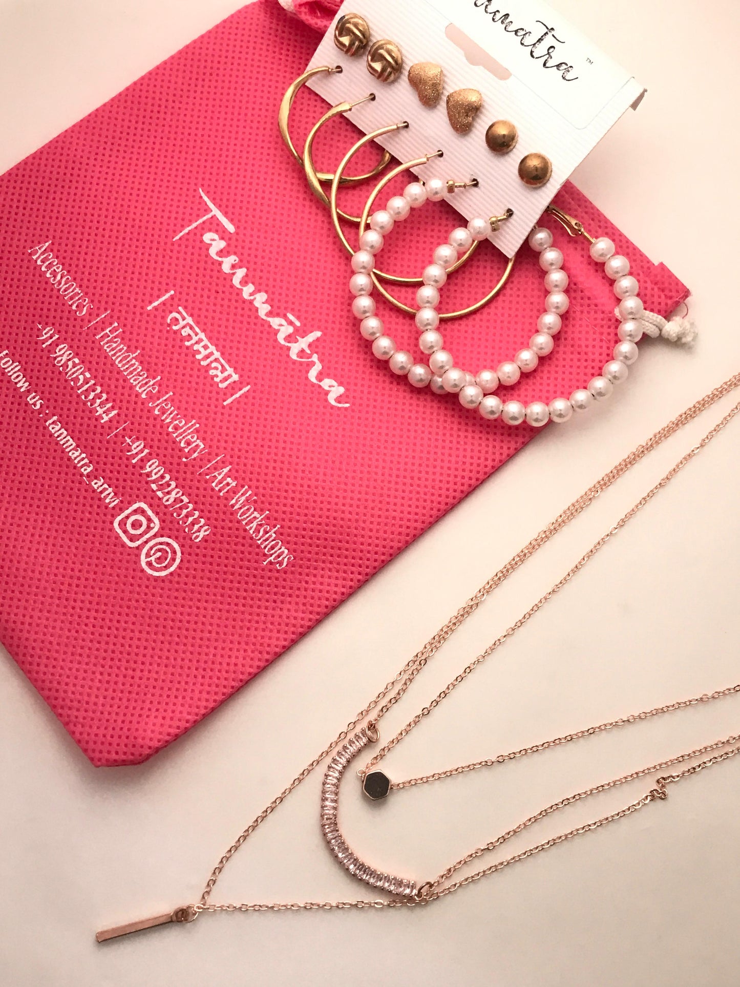 Diamond Hexagon Layered Necklace Combo- 8
