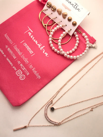 Diamond Hexagon Layered Necklace Combo- 8