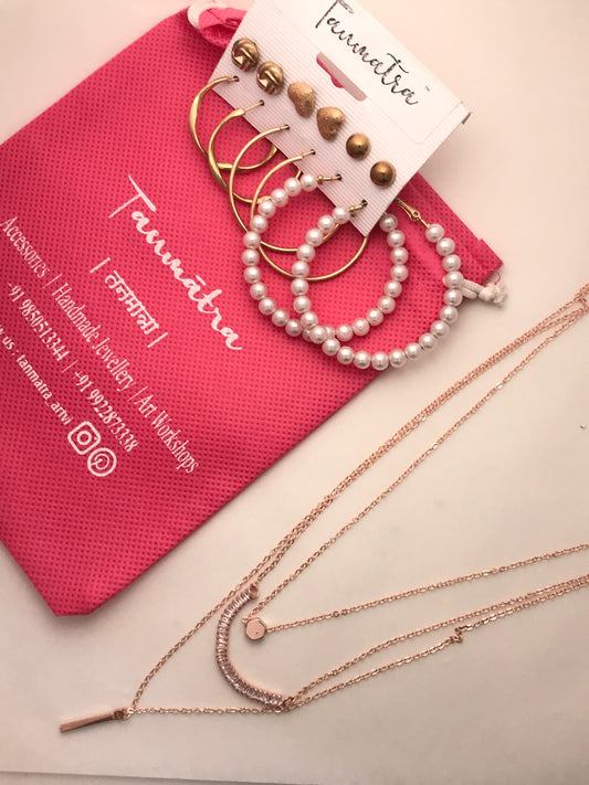 Diamond Hexagon Layered Necklace Combo- 8