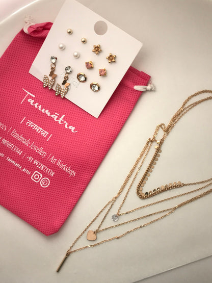 Gold Heart Necklace Combo - 1