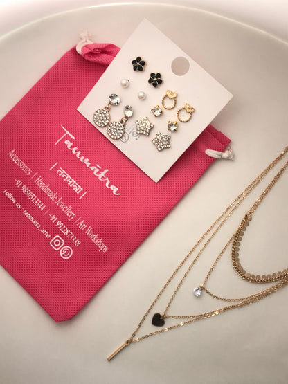 Gold Heart Necklace Combo - 3