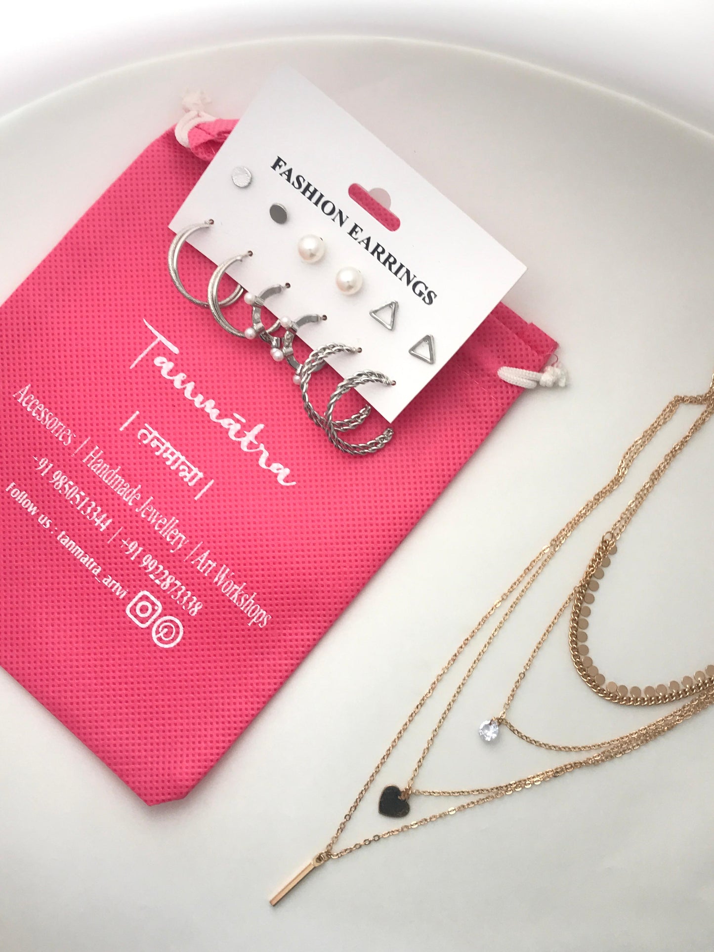 Gold Heart Necklace Combo - 6