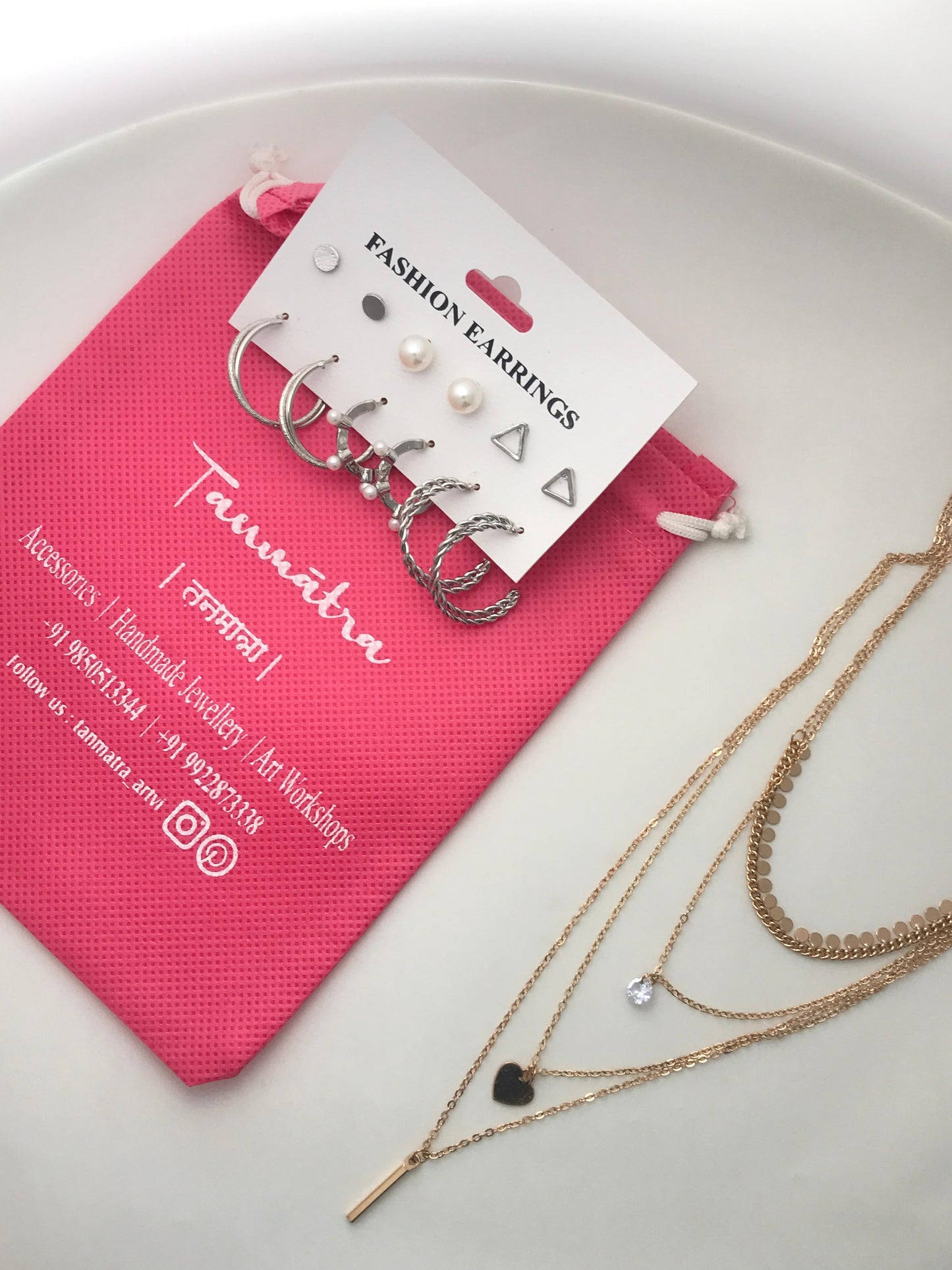 Gold Heart Necklace Combo - 6