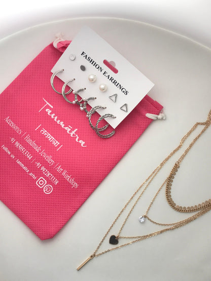 Gold Heart Necklace Combo - 6