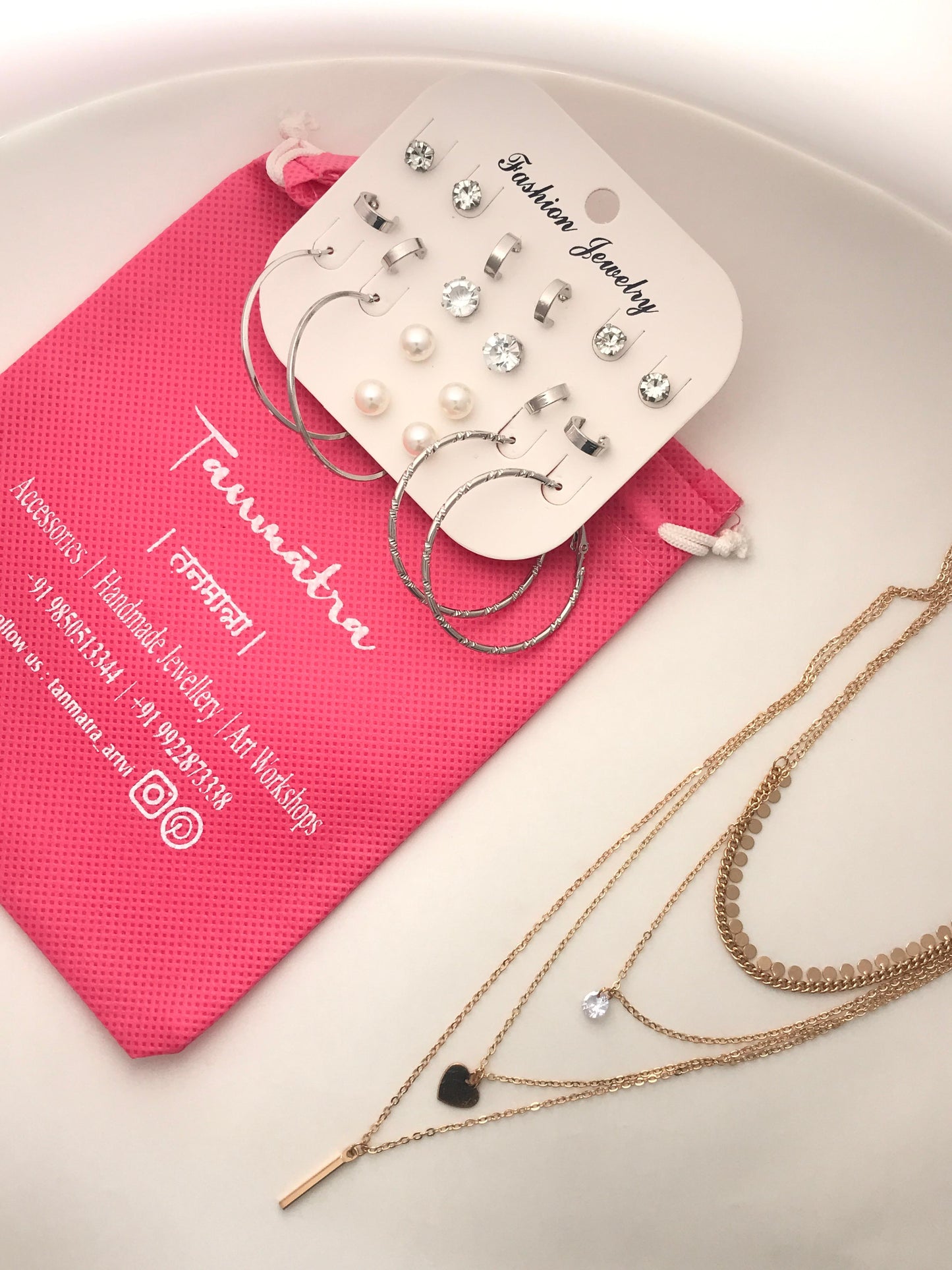 Gold Heart Necklace Combo - 7