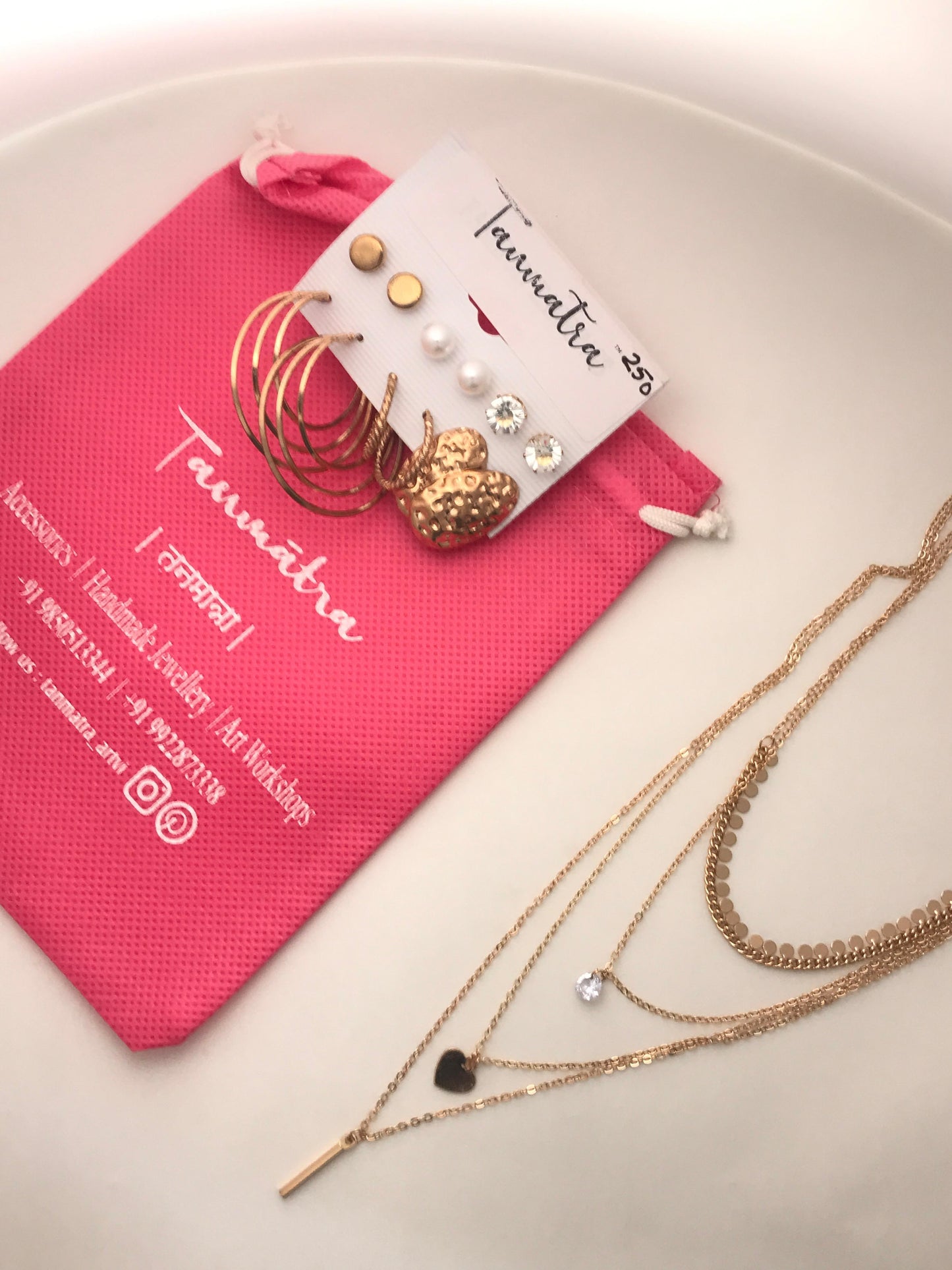 Gold Heart Necklace Combo - 9