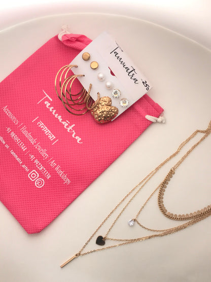 Gold Heart Necklace Combo - 9