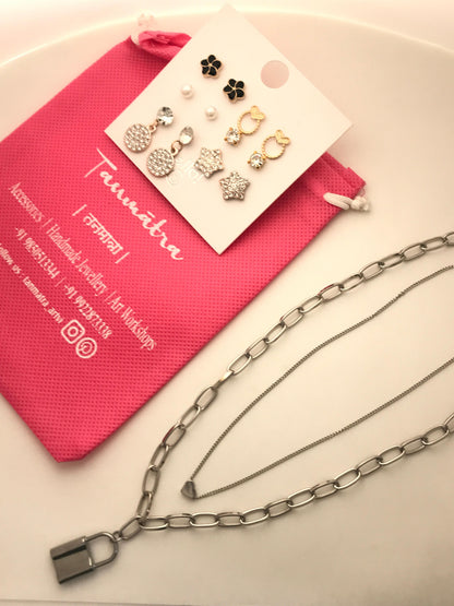 Silver Chain Necklace Combo -1