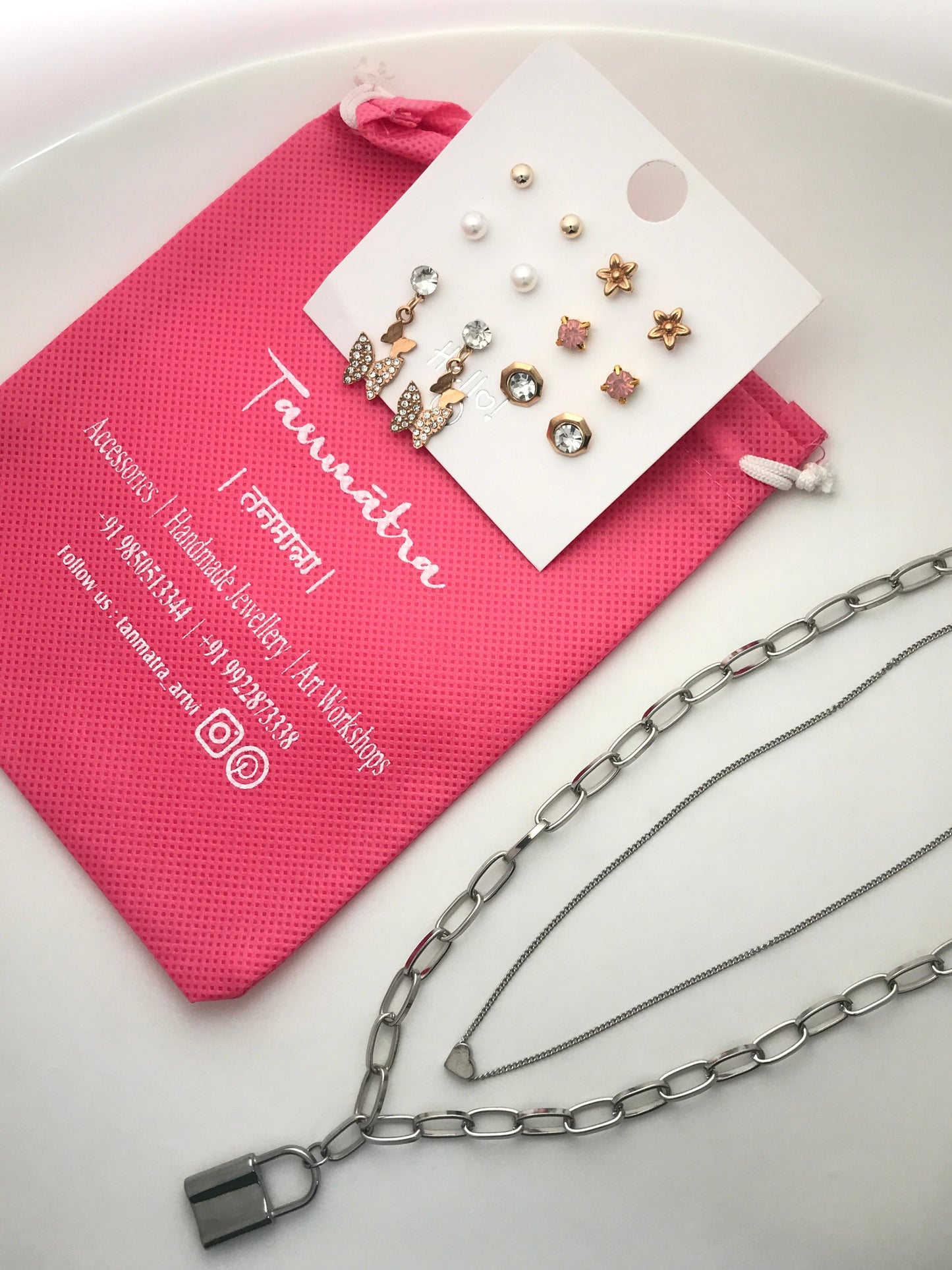 Silver Chain Necklace Combo - 3