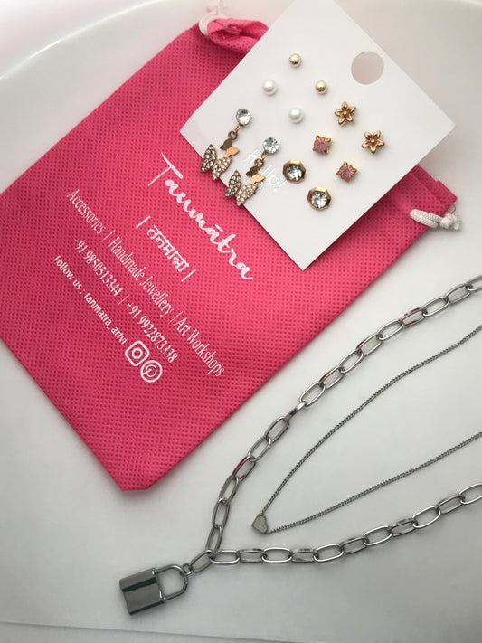 Silver Chain Necklace Combo - 3