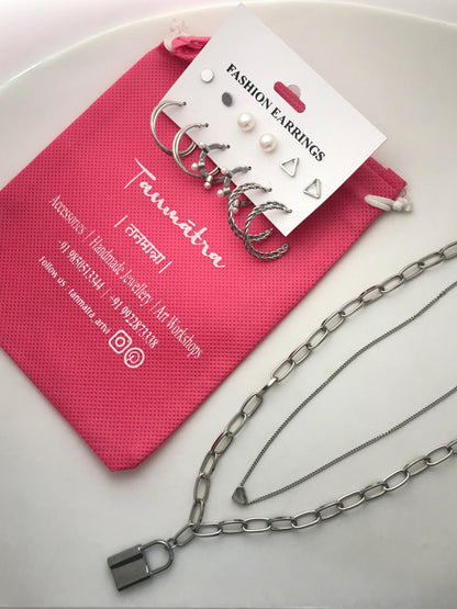 Silver Chain Necklace Combo - 4