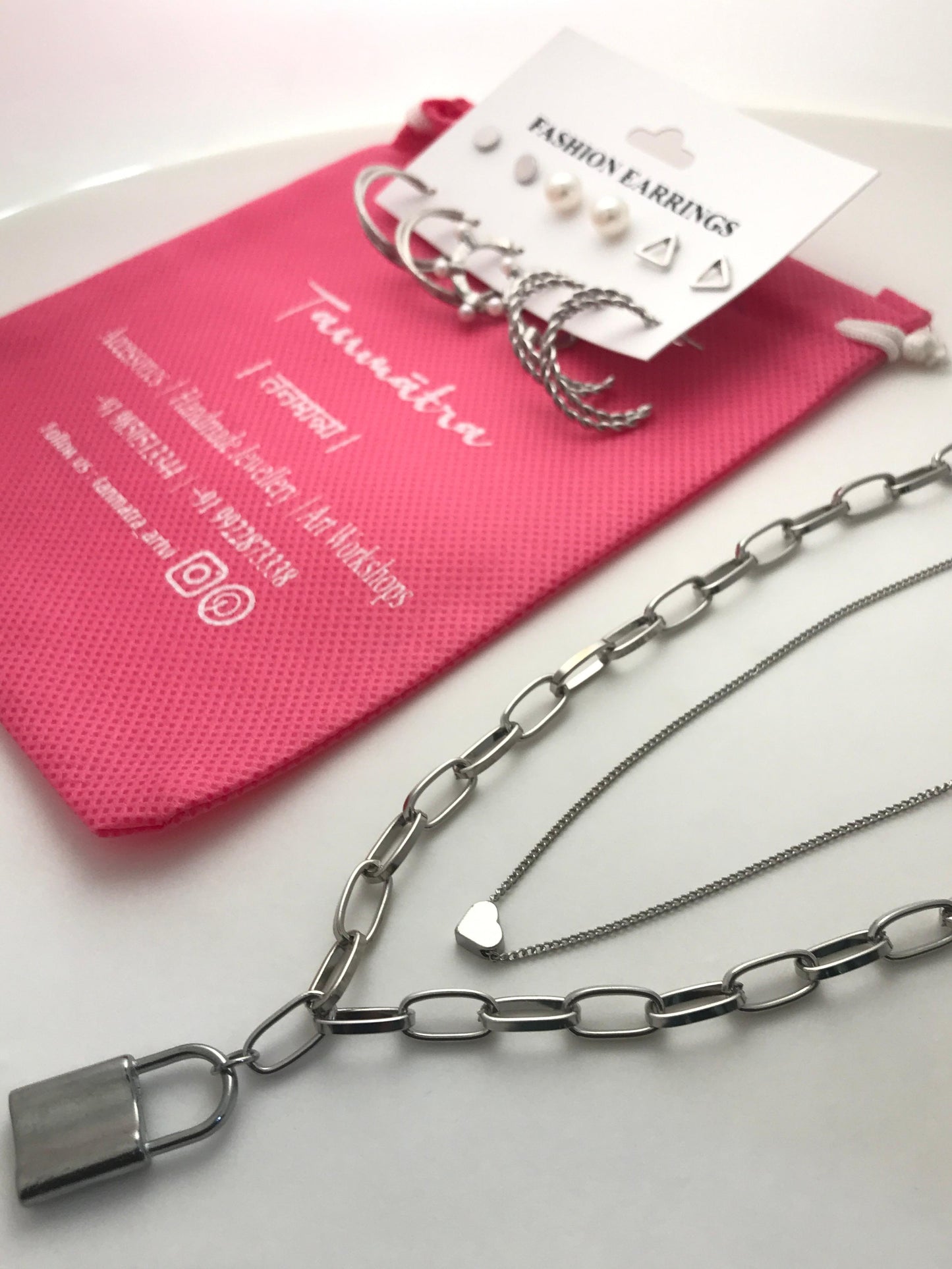Silver Chain Necklace Combo - 4