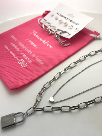 Silver Chain Necklace Combo - 4