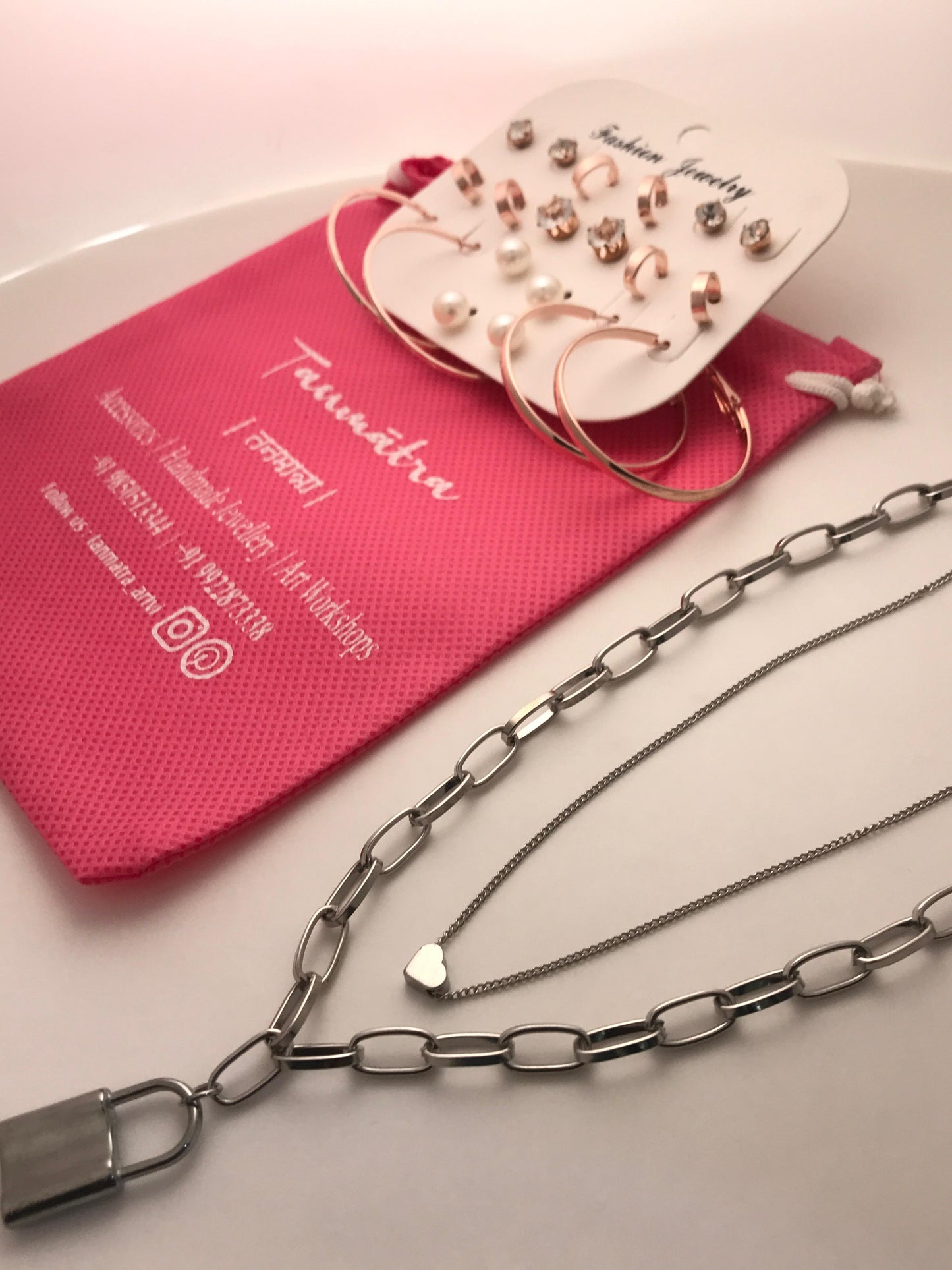 Silver Chain Necklace Combo - 5