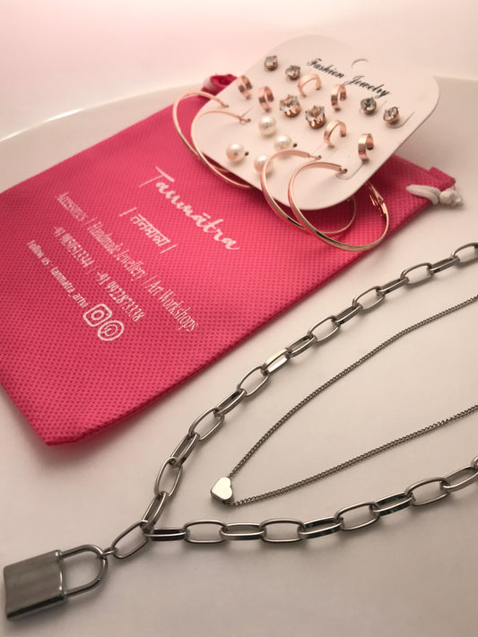 Silver Chain Necklace Combo - 5