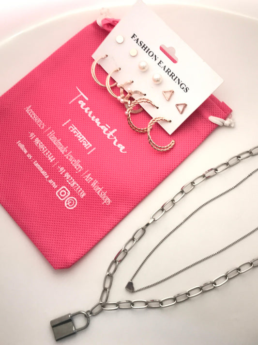 Silver Chain Necklace Combo - 9