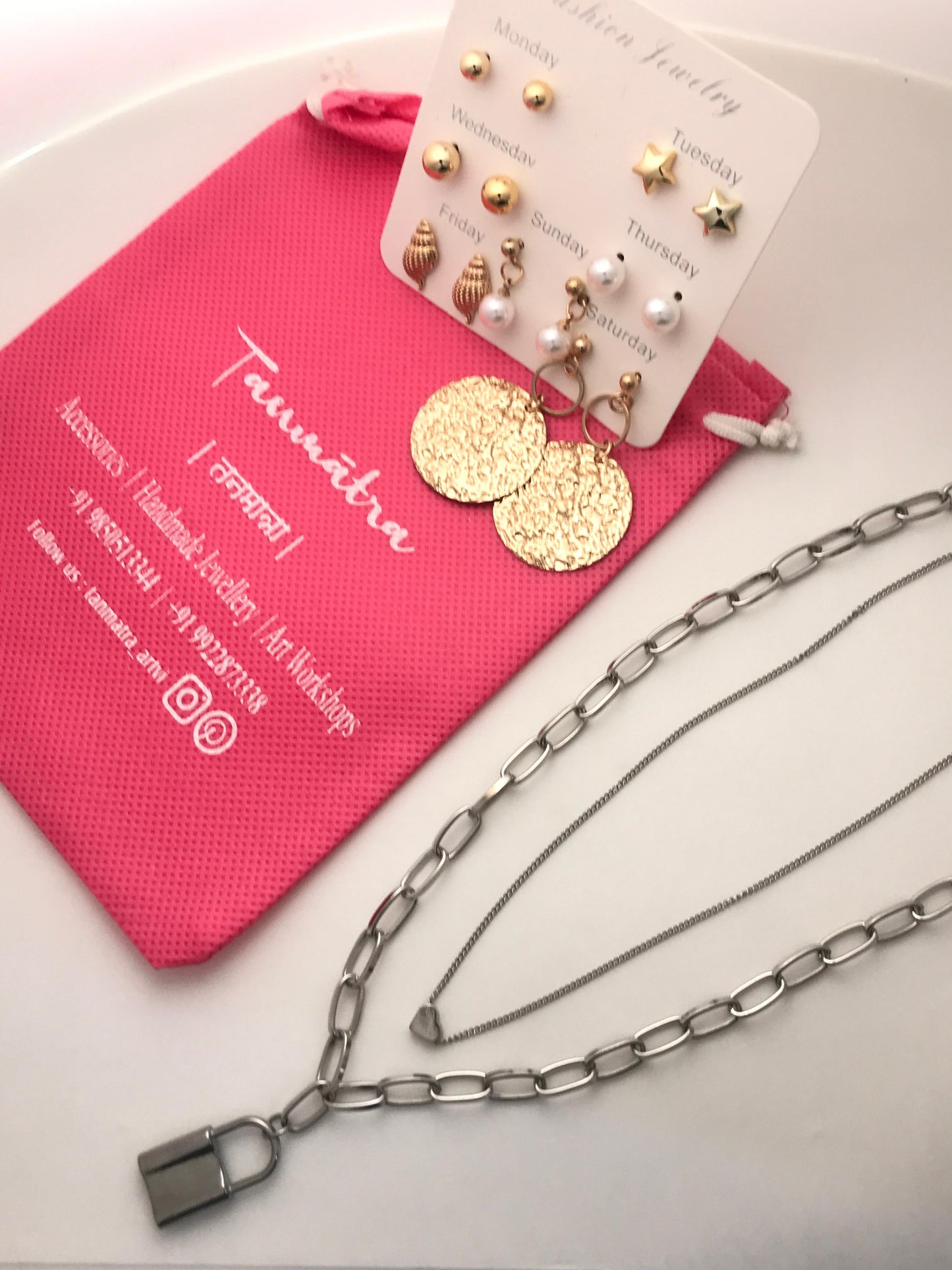 Silver Chain Necklace Combo - 10