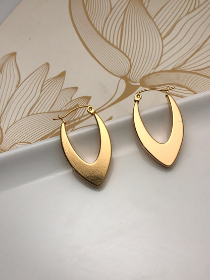 Gold Plated Thick Chunky Stainless Steel Hoop Earring
