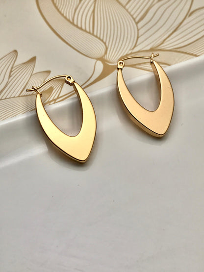 Gold Plated Thick Chunky Stainless Steel Hoop Earring