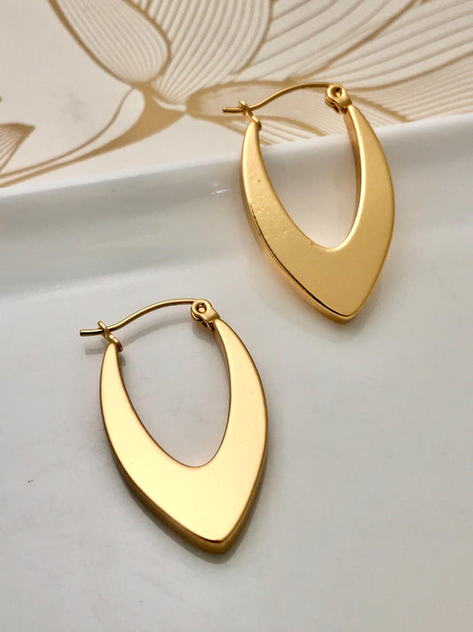 Gold Plated Thick Chunky Stainless Steel Hoop Earring