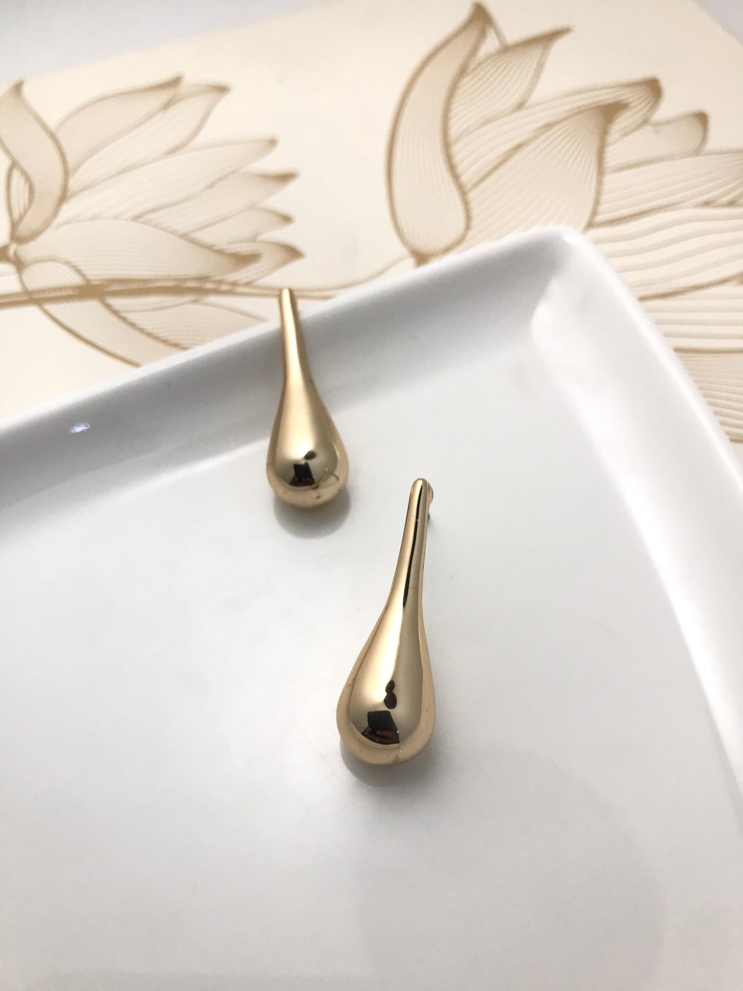 Gold Tear Drop Dangler Earrings
