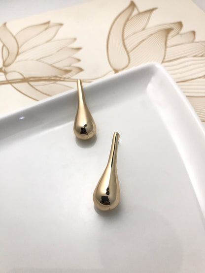 Gold Tear Drop Dangler Earrings