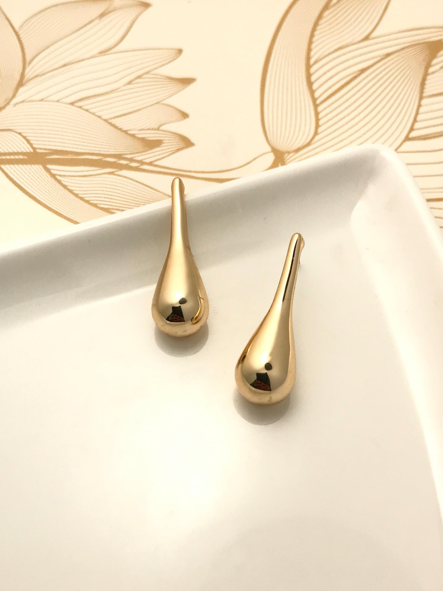 Gold Tear Drop Dangler Earrings
