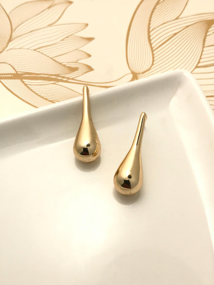 Gold Tear Drop Dangler Earrings