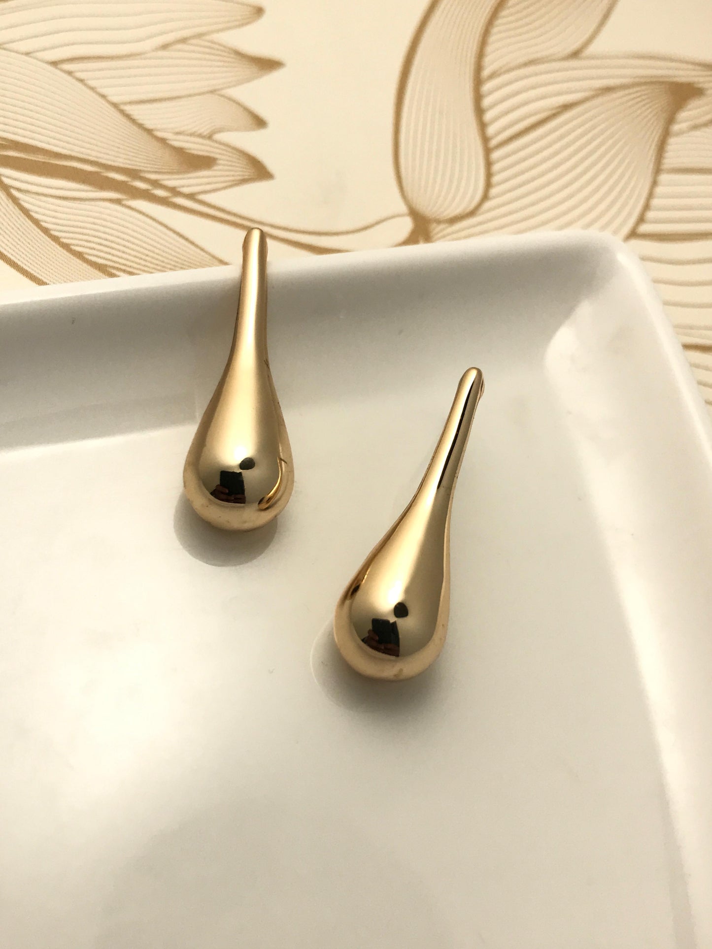 Gold Tear Drop Dangler Earrings