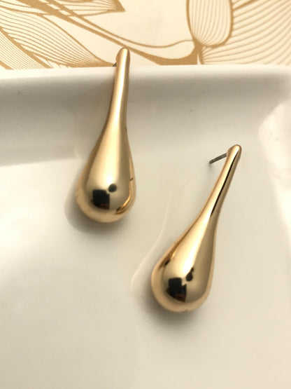 Gold Tear Drop Dangler Earrings
