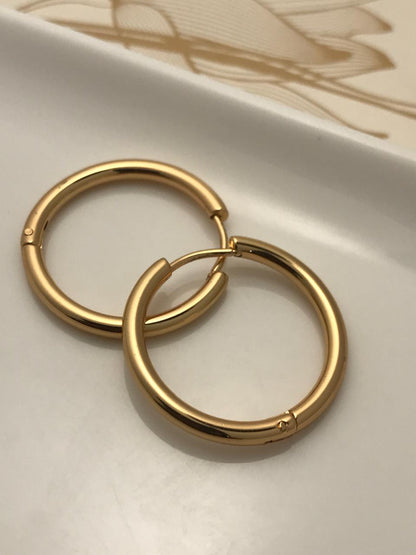 Gold Round Hoop Earrings