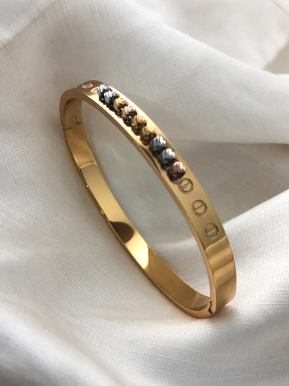 Gold-Tone Hinged Bangle Kada