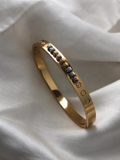 Gold-Tone Hinged Bangle Kada
