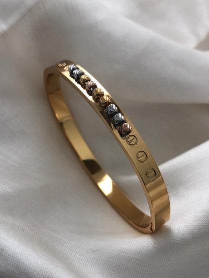 Gold-Tone Hinged Bangle Kada