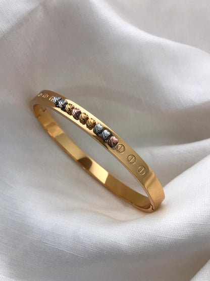 Gold-Tone Hinged Bangle Kada
