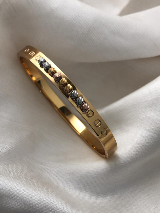 Gold-Tone Hinged Bangle Kada