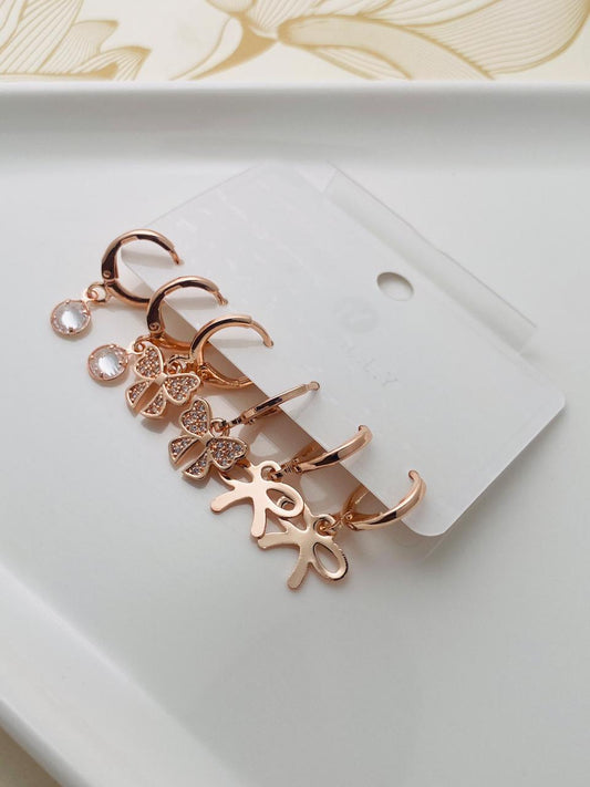 Rosegold combo earring