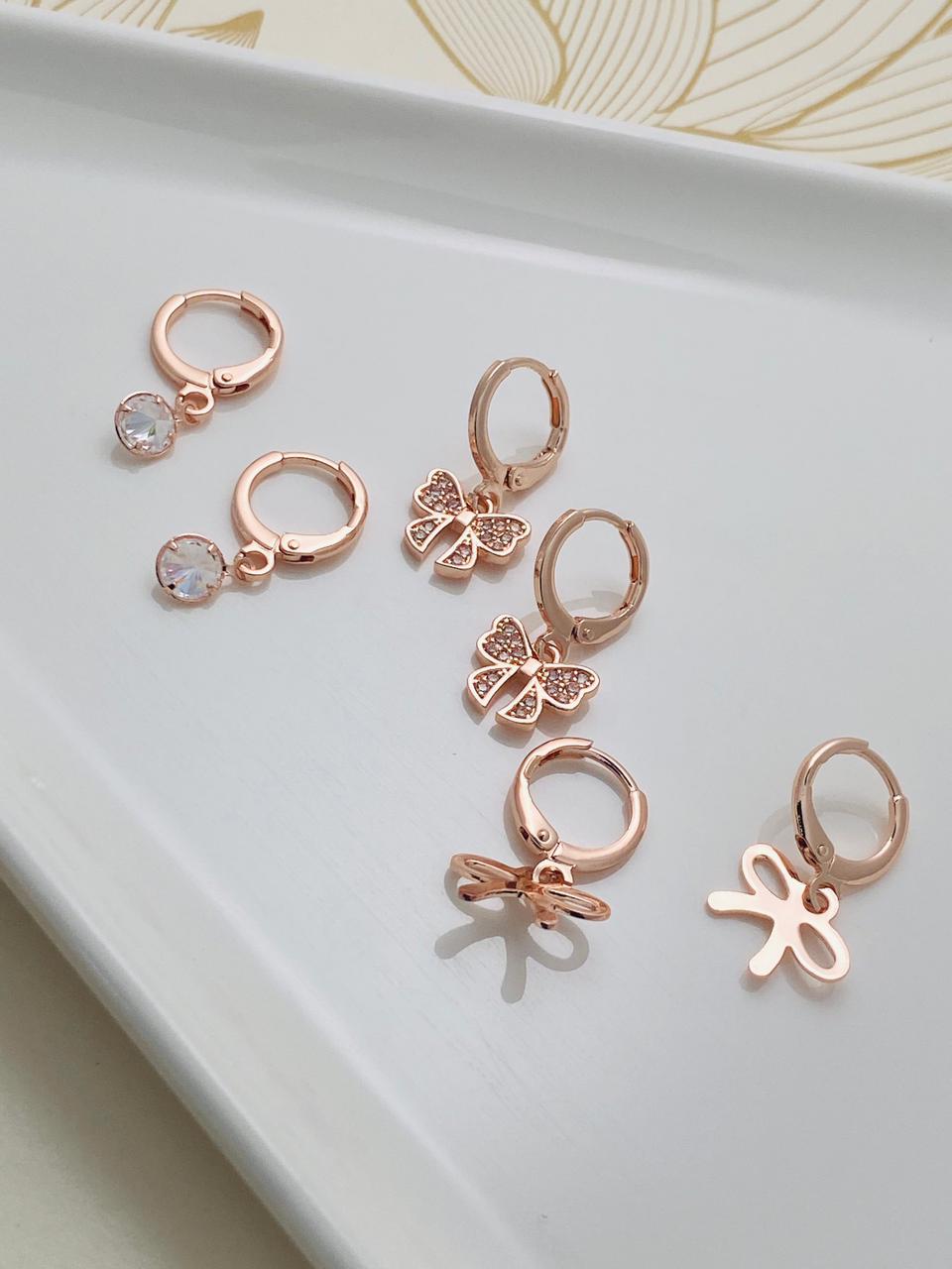 Rosegold combo earring