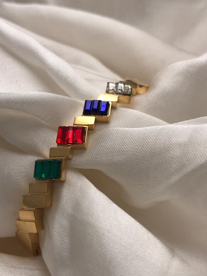 Gold Multi-color Square Stone Bracelet