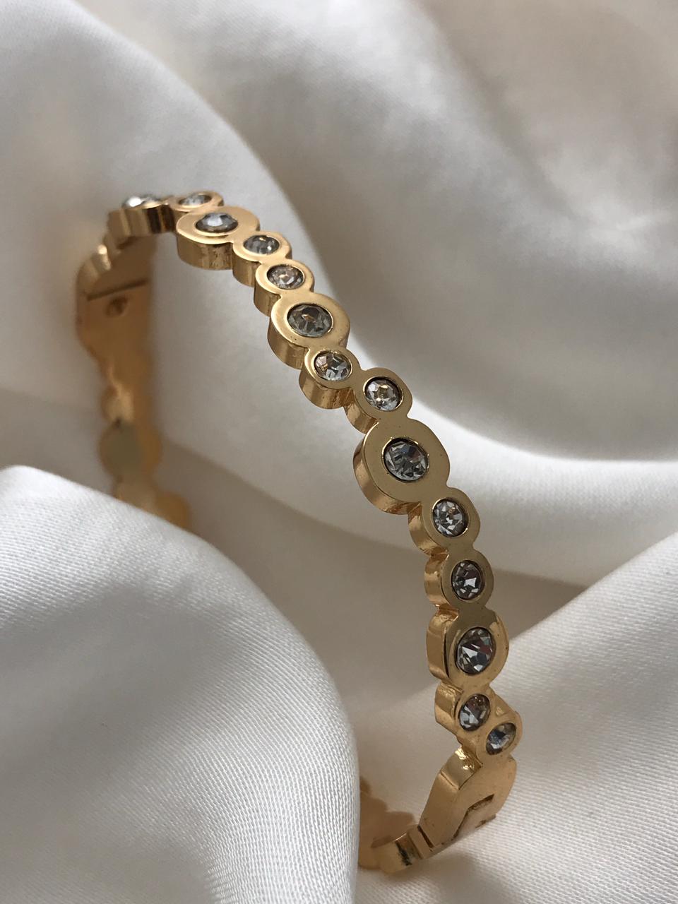 Gold Round Zircon Ppen Bracelet
