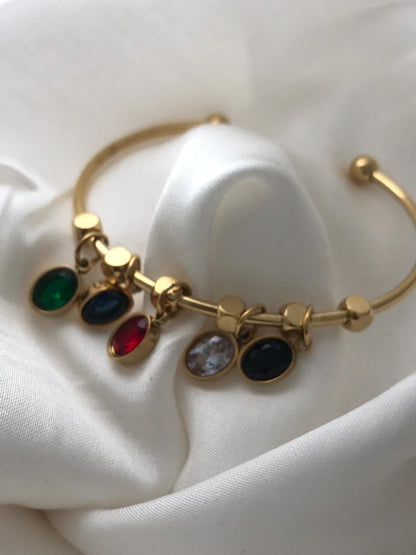 Gold Multi-color Gemstone Cuff Bracelet