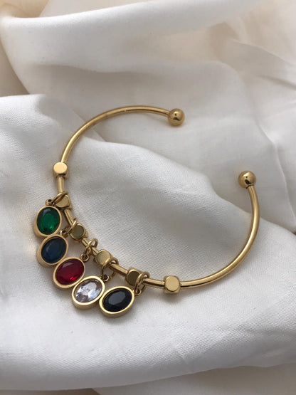 Gold Multi-color Gemstone Cuff Bracelet