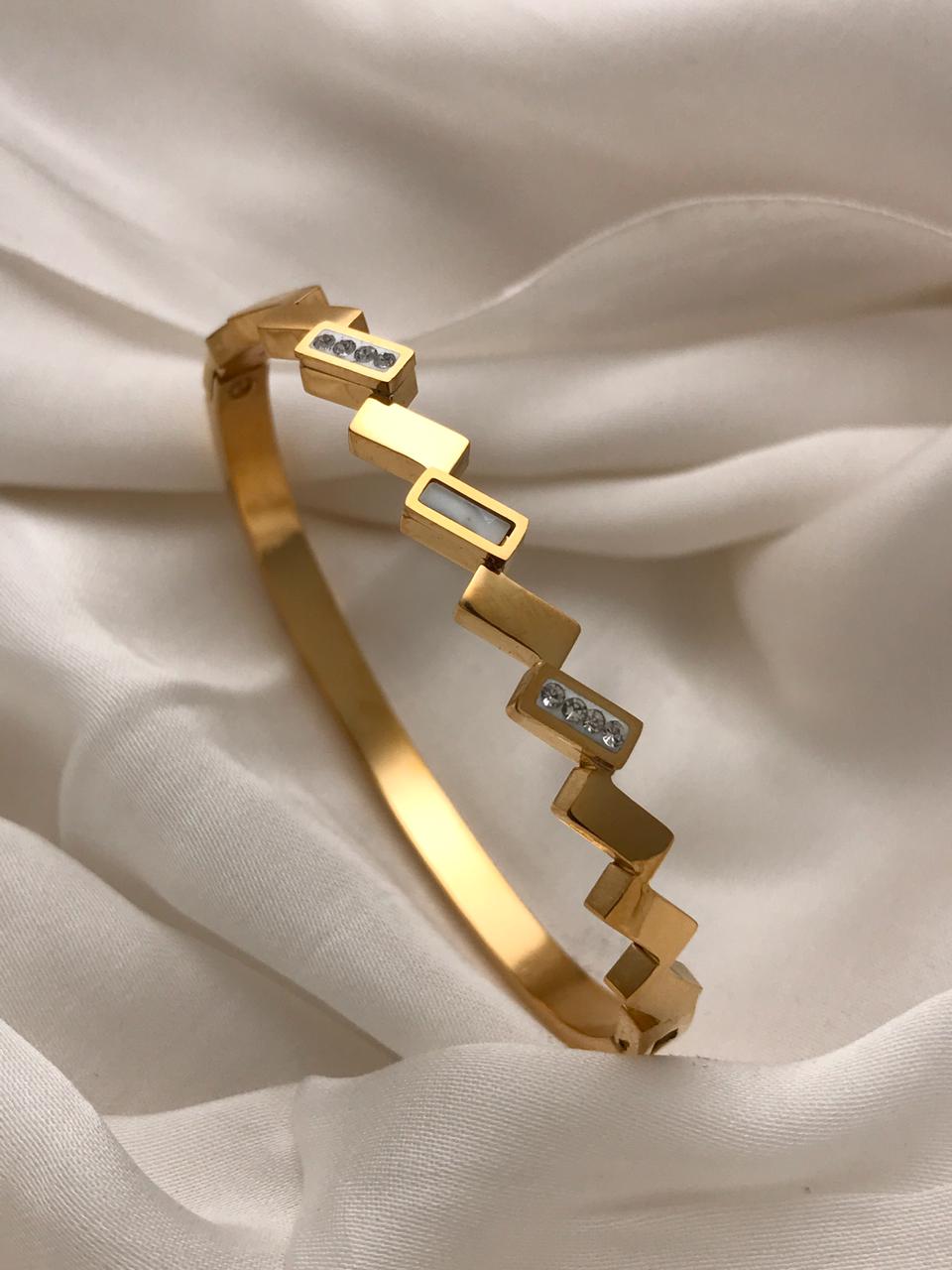 Gold Rectangle Stone Bracelet