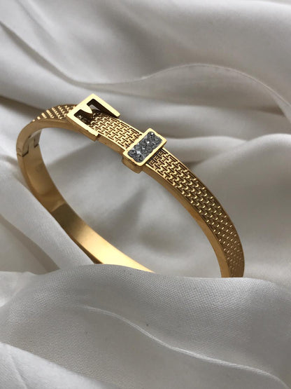 Gold Diamond-Set Hinged Bracelet
