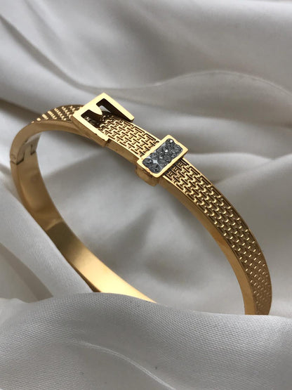 Gold Diamond-Set Hinged Bracelet