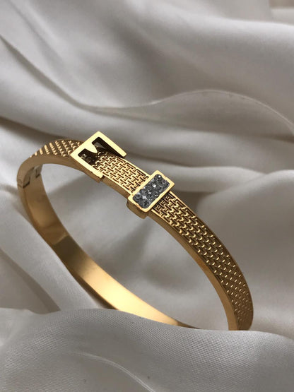 Gold Diamond-Set Hinged Bracelet