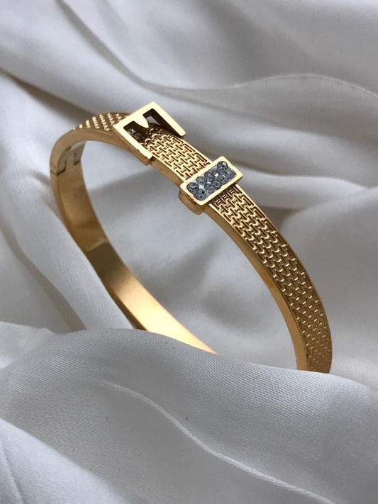 Gold Diamond-Set Hinged Bracelet